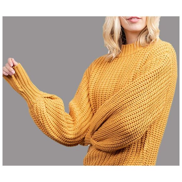 EVERTHREE Balloon Sleeve Sweater RUNS LIKE M Medium Semi Chunky Knit - Picture 9 of 9